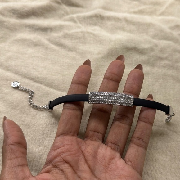 Touchstone crystal rubberized sterling silver bracelet - Picture 3 of 6